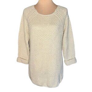 NWT Anthropologie Dex Chunky Sweater Sz.L Cream Wool Blend Coastal Minimalist